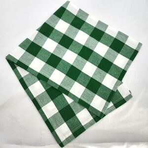 Forest Green White Gingham Plaid Cotton Table Runner 14" X 70" Holiday Decor
